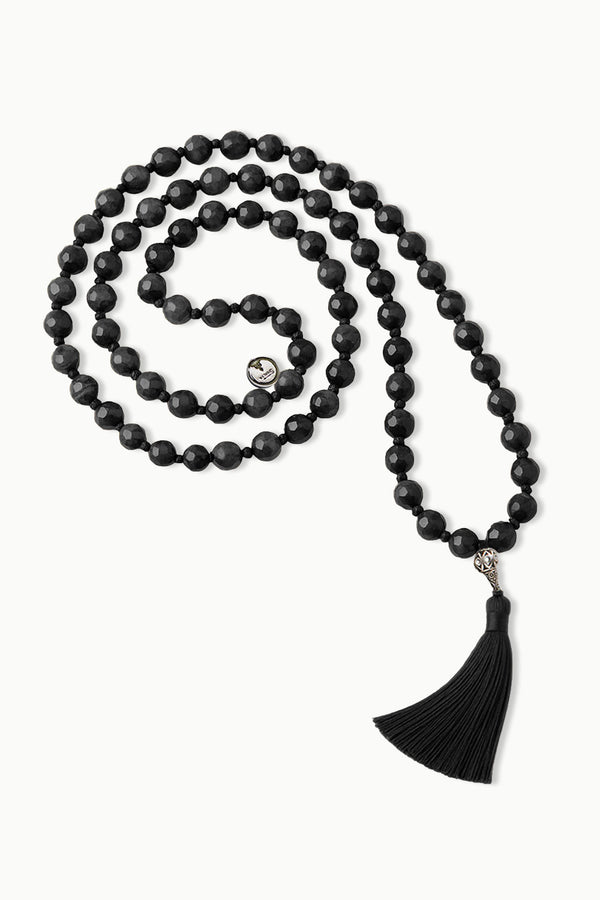 Black Onyx Mala Necklace, 108 Beads