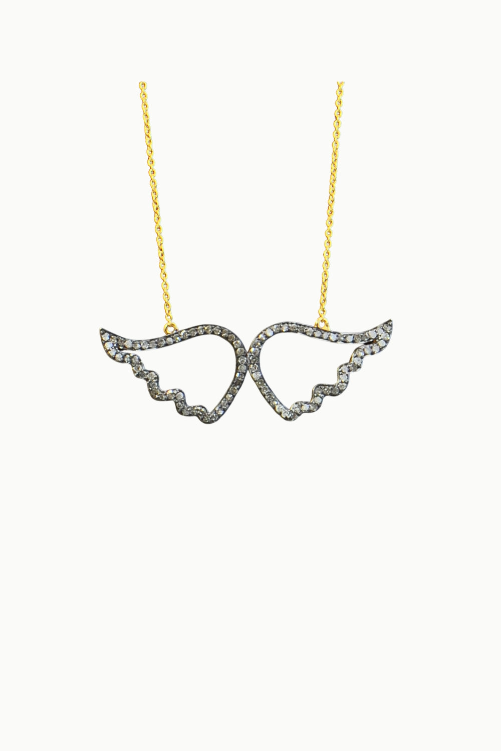 Angel Wings Diamond Necklace Oxidized Sterling Silver | Sivalya