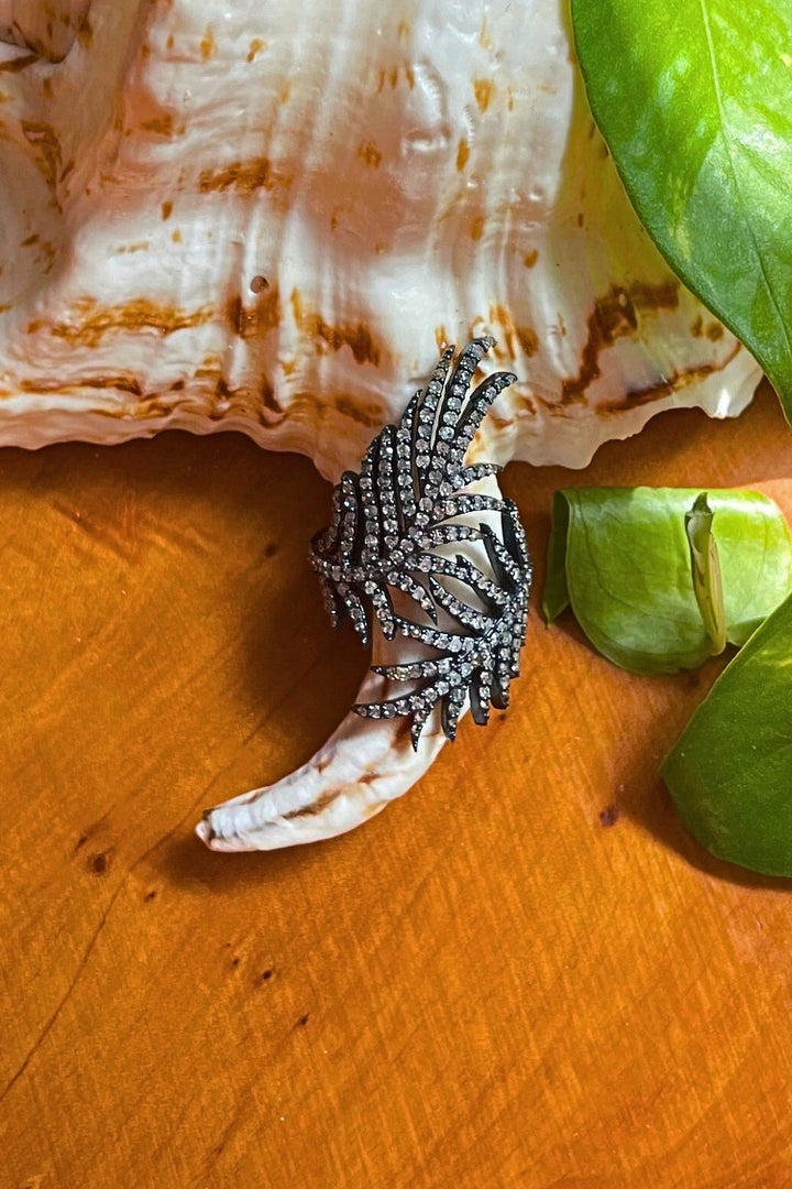 Angel Wings Diamond Ring Oxidized Sterling Silver | Sivalya