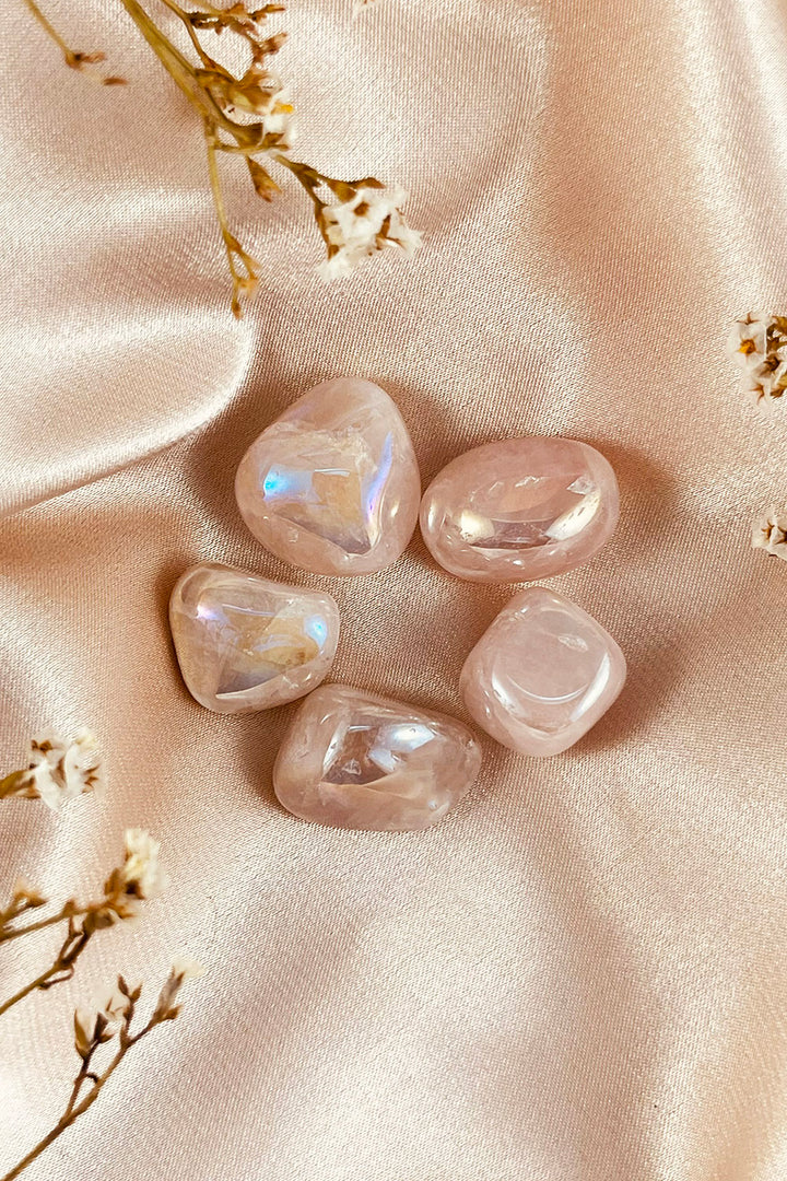 Angel Aura Rose Quartz Tumbles