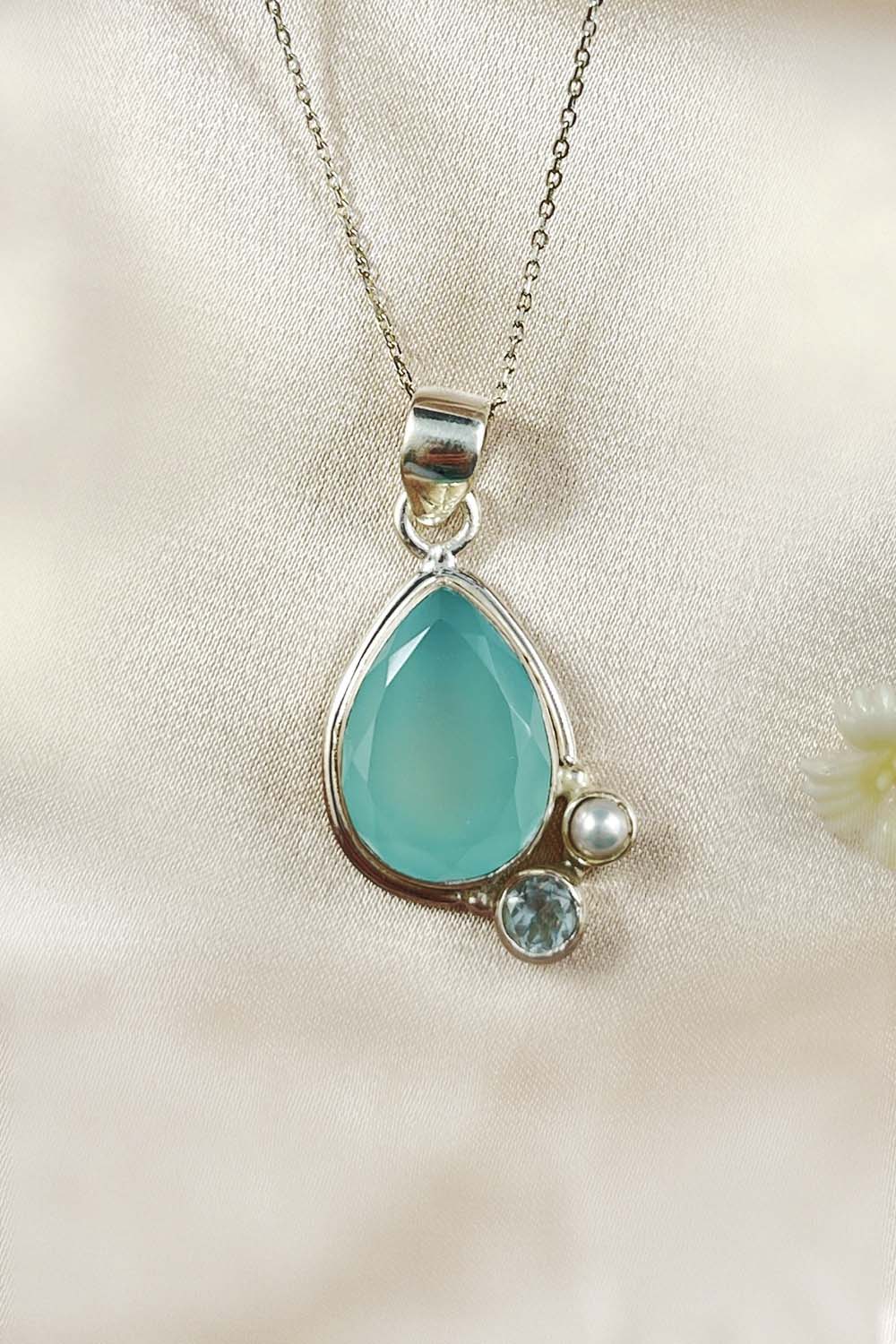 Sivalya Aqua Opal Silver Necklace - Wild Child