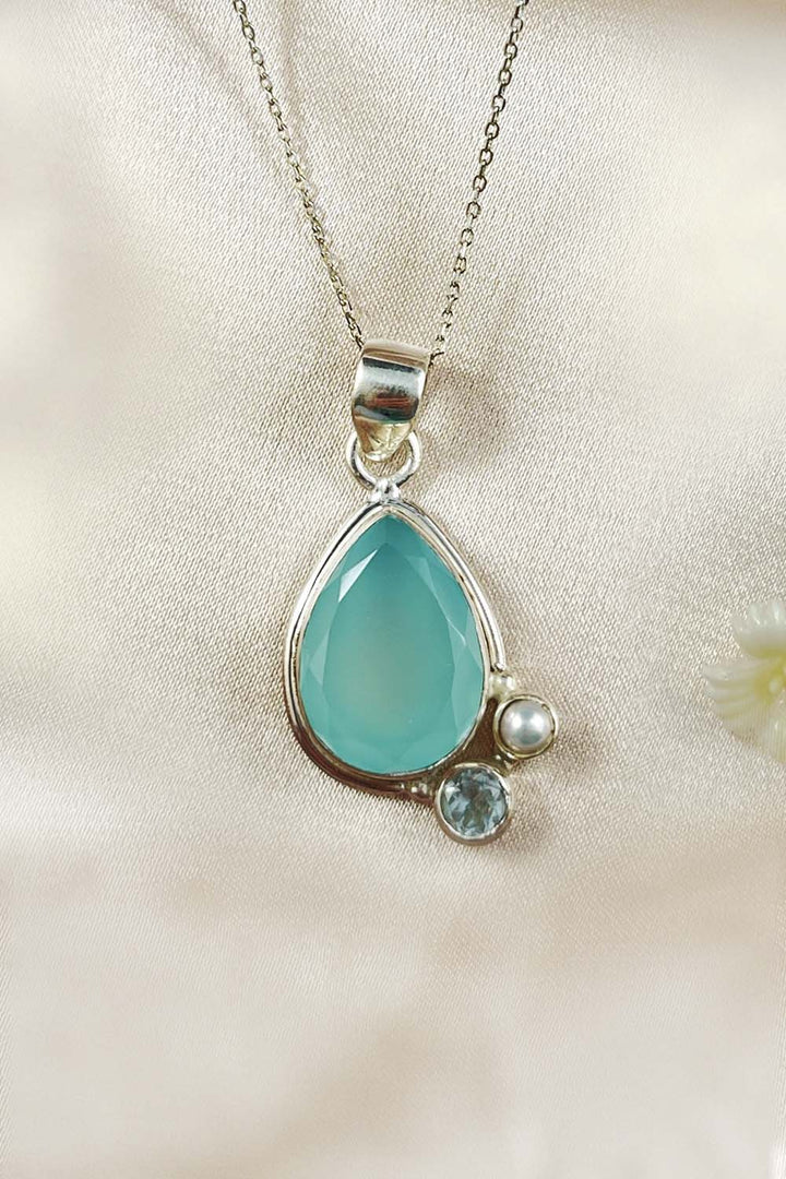 Sivalya Aqua Opal Silver Necklace - Wild Child