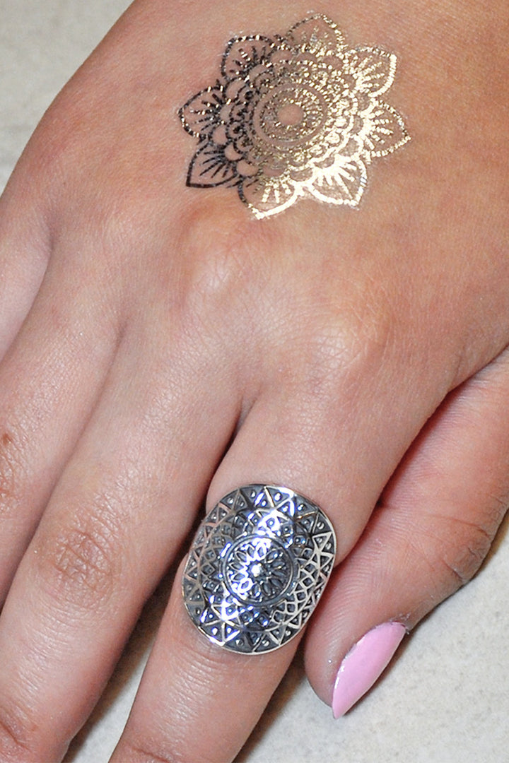 Sivalya Aztec Shield Ring Sterling Silver