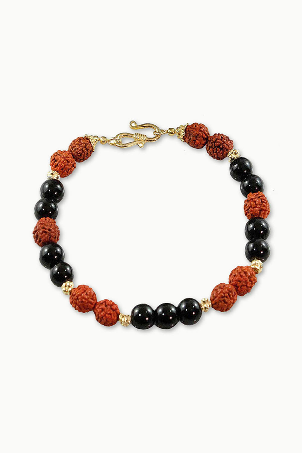 Sivalya Bala Rudraksha and Black Onyx Wrist Mala Gold