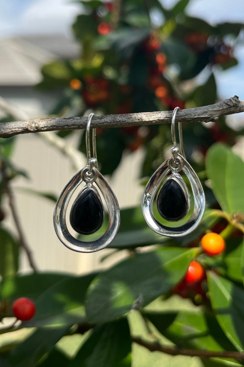 Sivalya Black Onyx Earrings Silver - Aura Drops