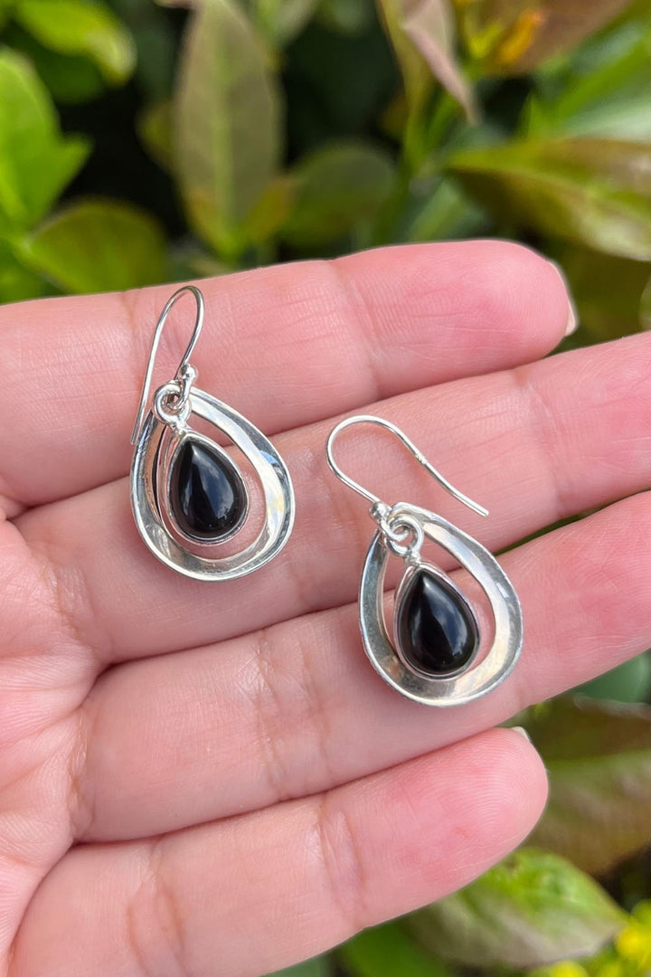 Sivalya Black Onyx Earrings Silver - Aura Drops
