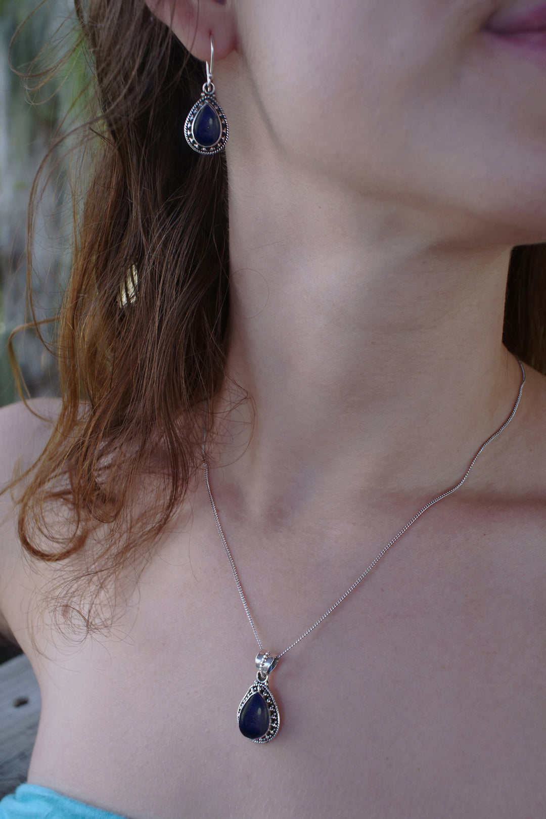Sivalya Black Onyx Necklace and Earrings Set Sterling Silver - Amalfi