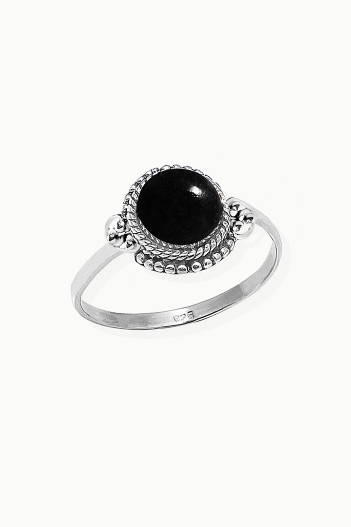 Sivalya Black Onyx Sterling Silver Ring - Divya