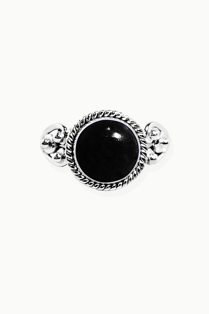 Sivalya Black Onyx Sterling Silver Ring - Divya