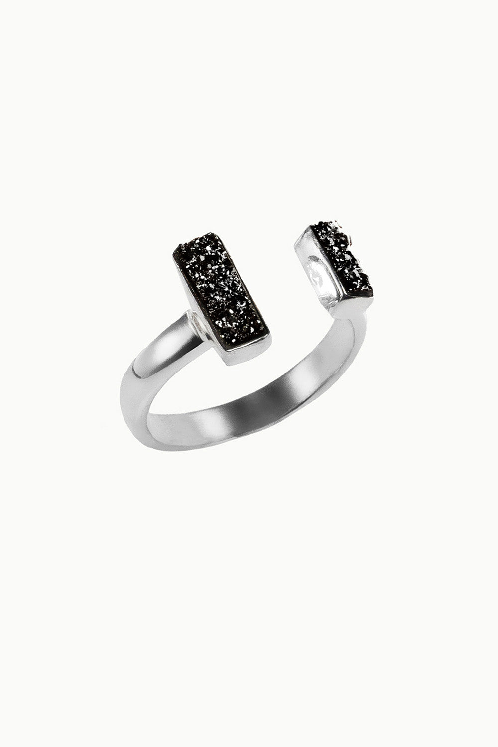 Sivalya Black Druzy Adjustable Pinky Ring in Sterling Silver