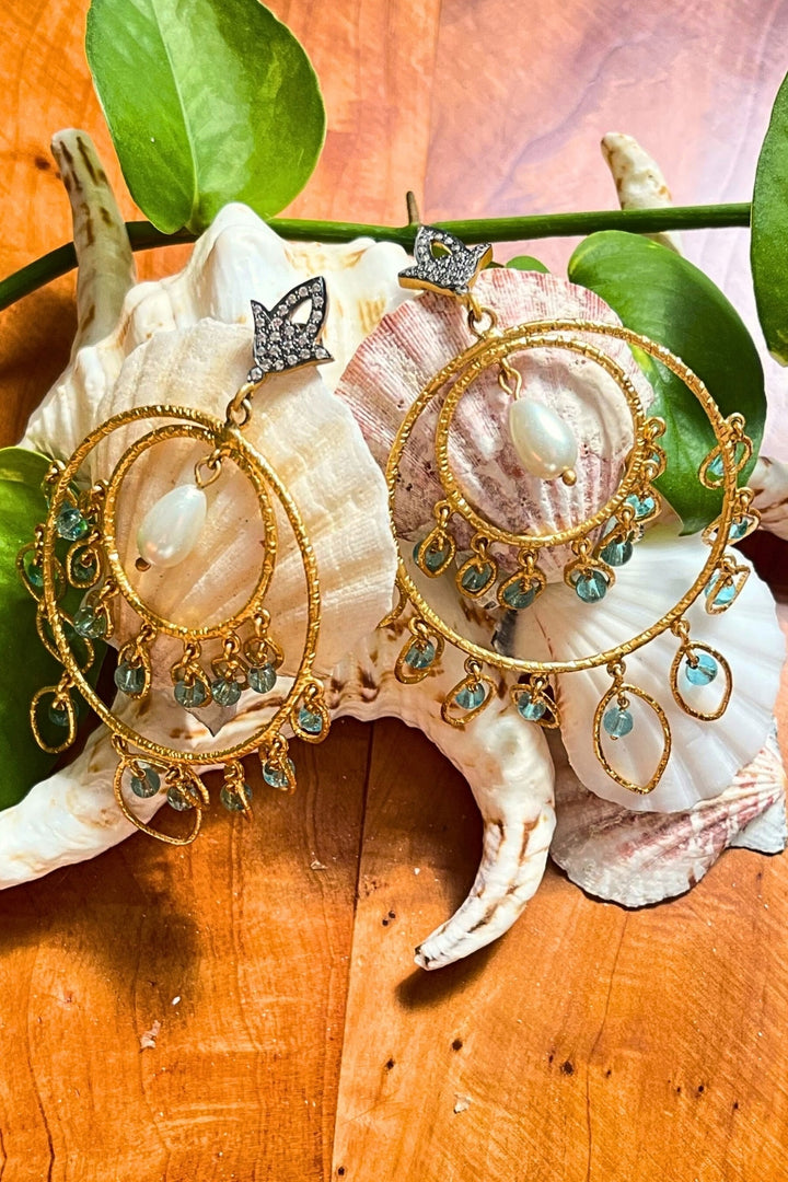 Twilight Breeze Blue Topaz Gold Hoop Earrings | Sivalya