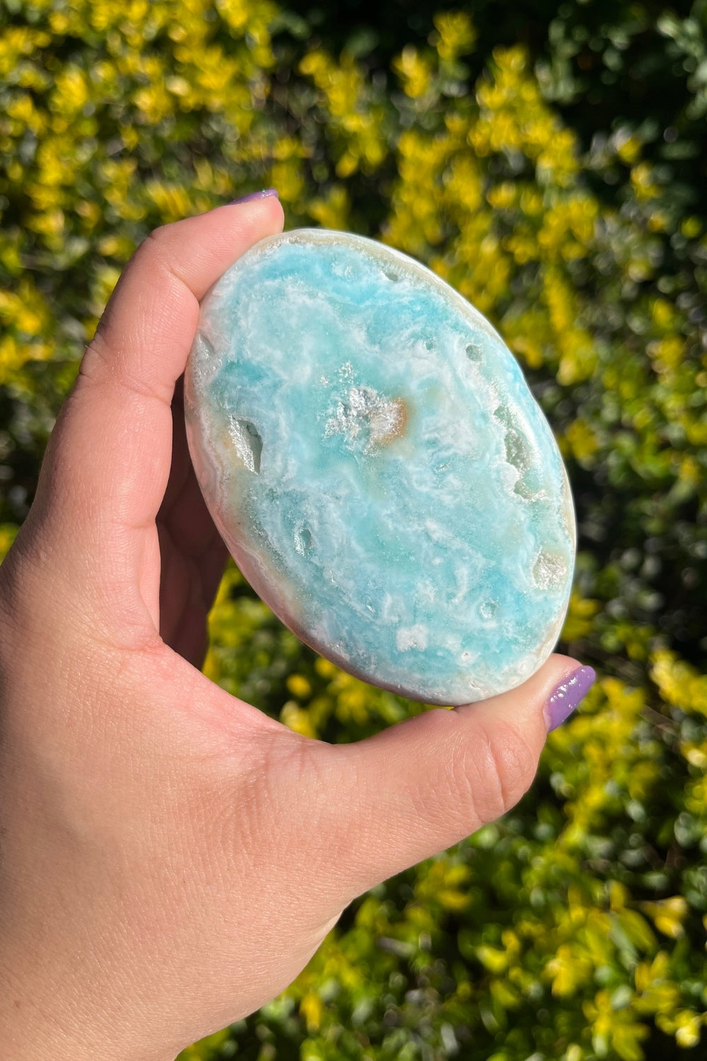 Blue Aragonite Palm Stone #1