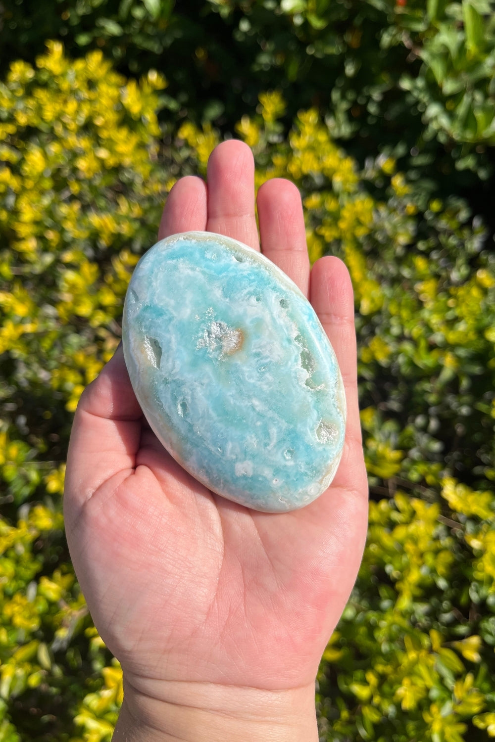 Blue Aragonite Palm Stone #1