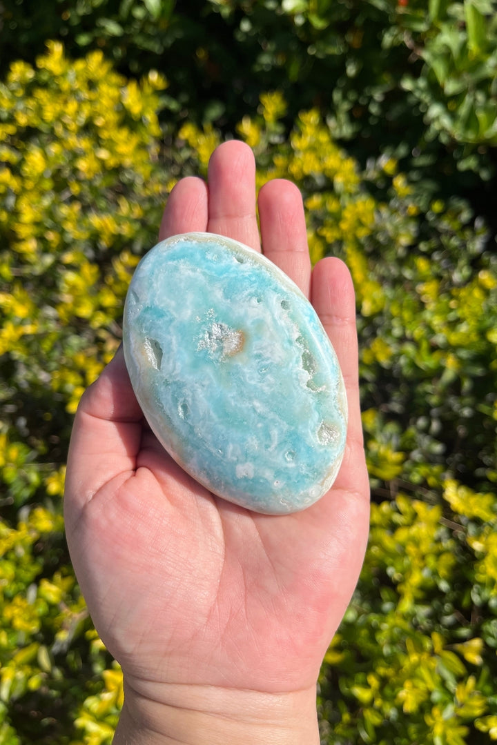 Blue Aragonite Palm Stone #1