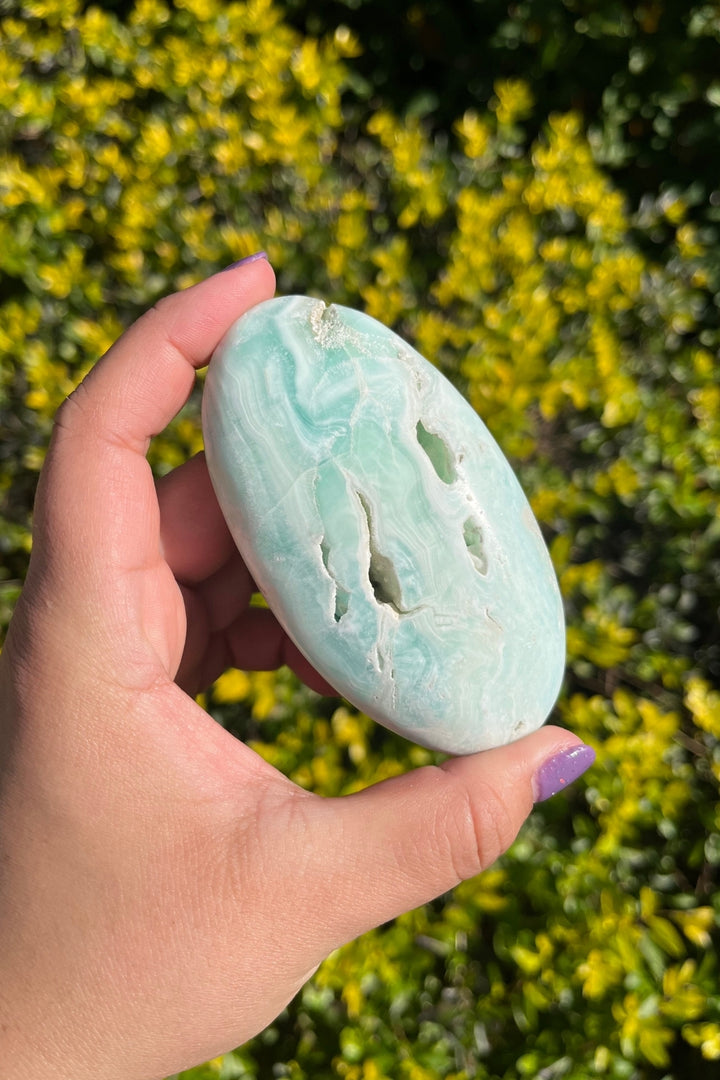 Blue Aragonite Palm Stone #2