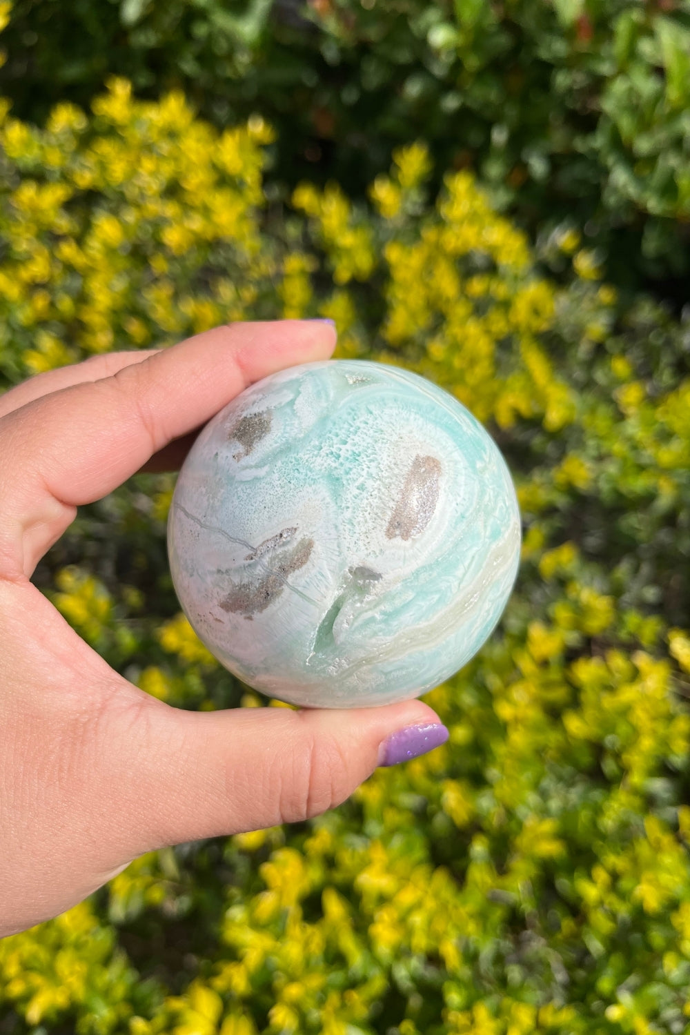 Blue Aragonite Sphere #3