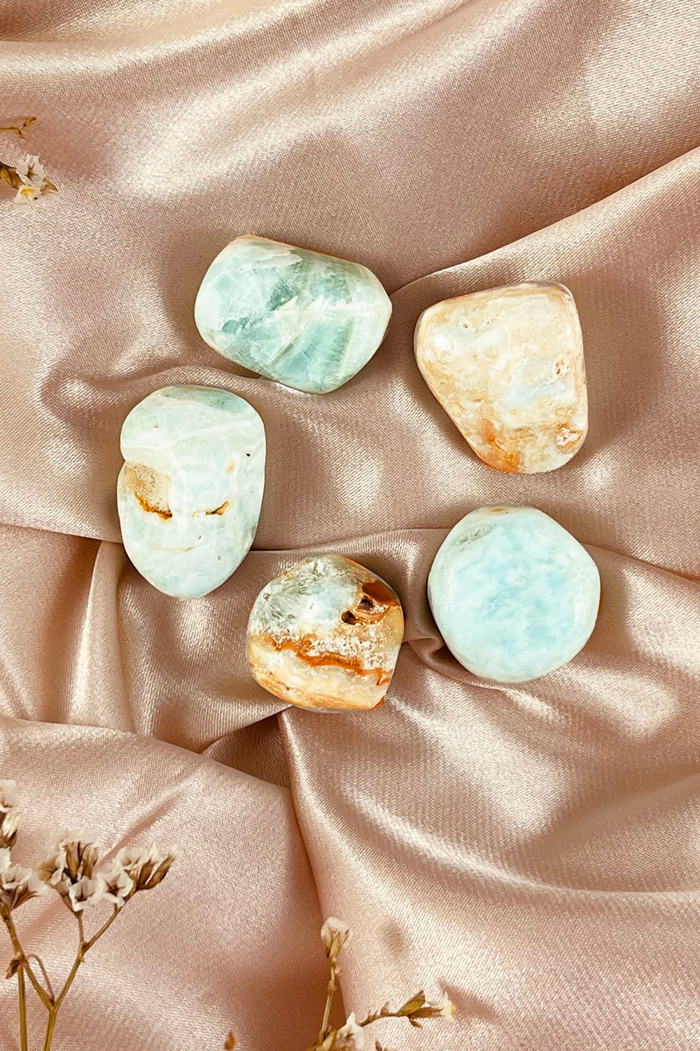 Blue Aragonite Tumbles