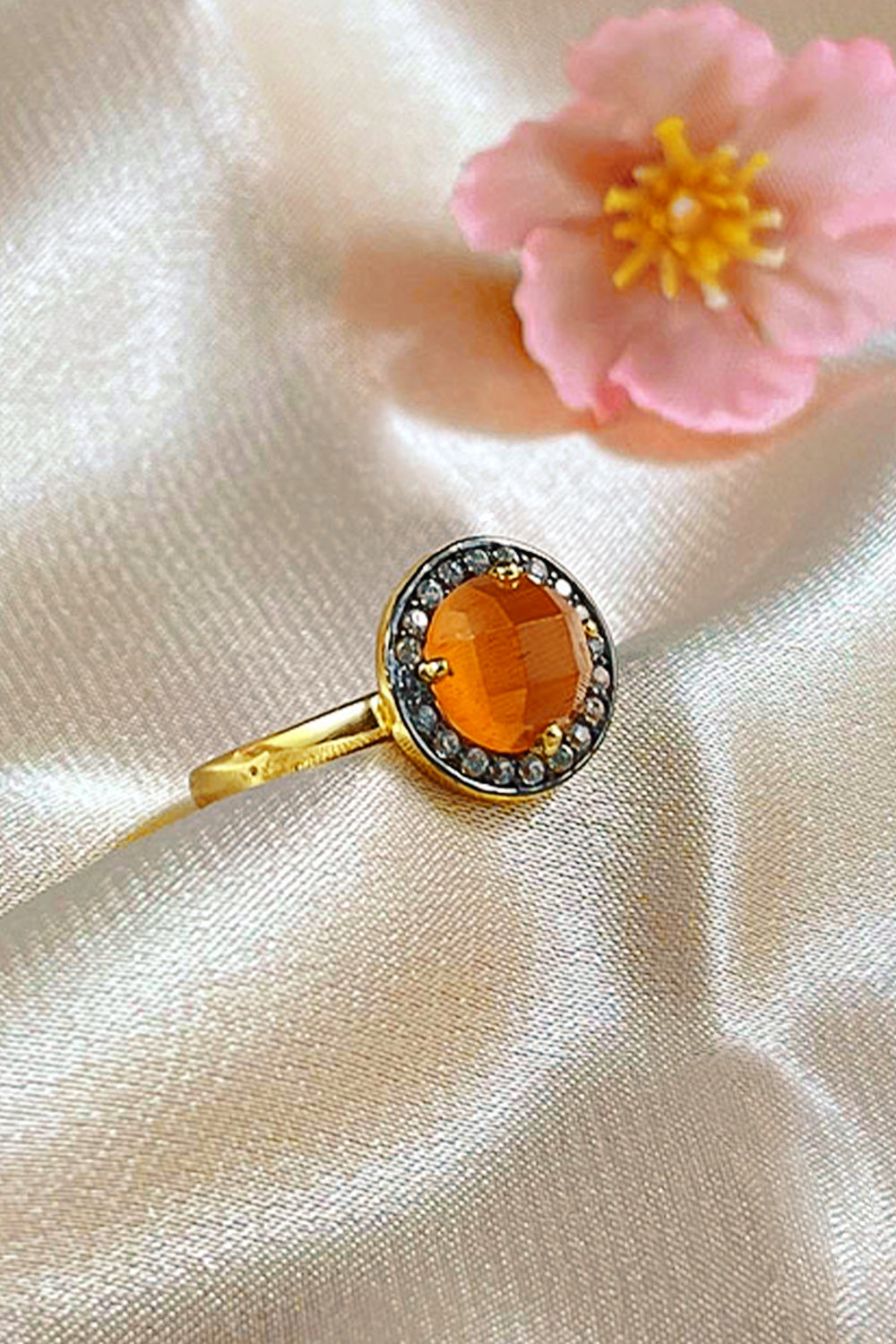 Sivalya Carnelian Gold Vermeil Ring - Halo