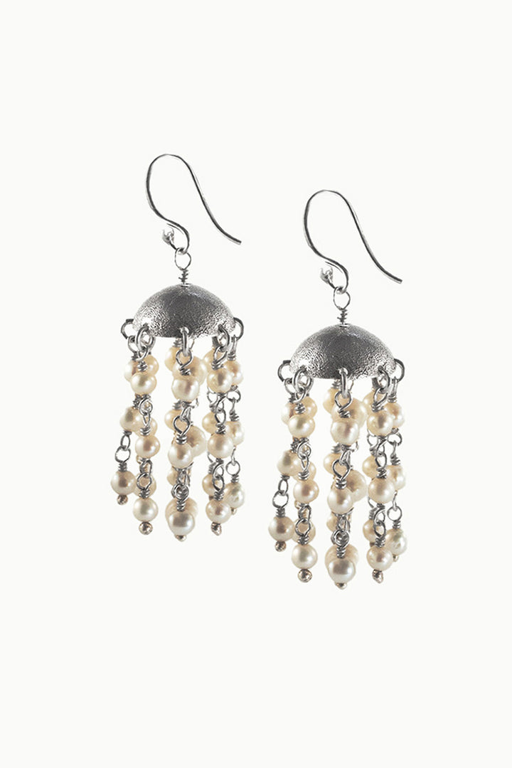 Sivalya Cascade Pearls Chandelier Earrings Sterling Silver - Ivory