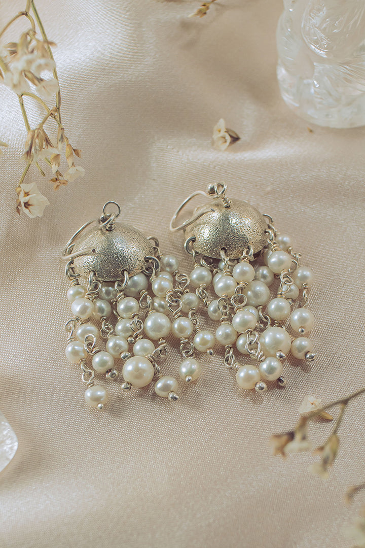 Sivalya Cascade Pearls Chandelier Earrings Sterling Silver - Ivory