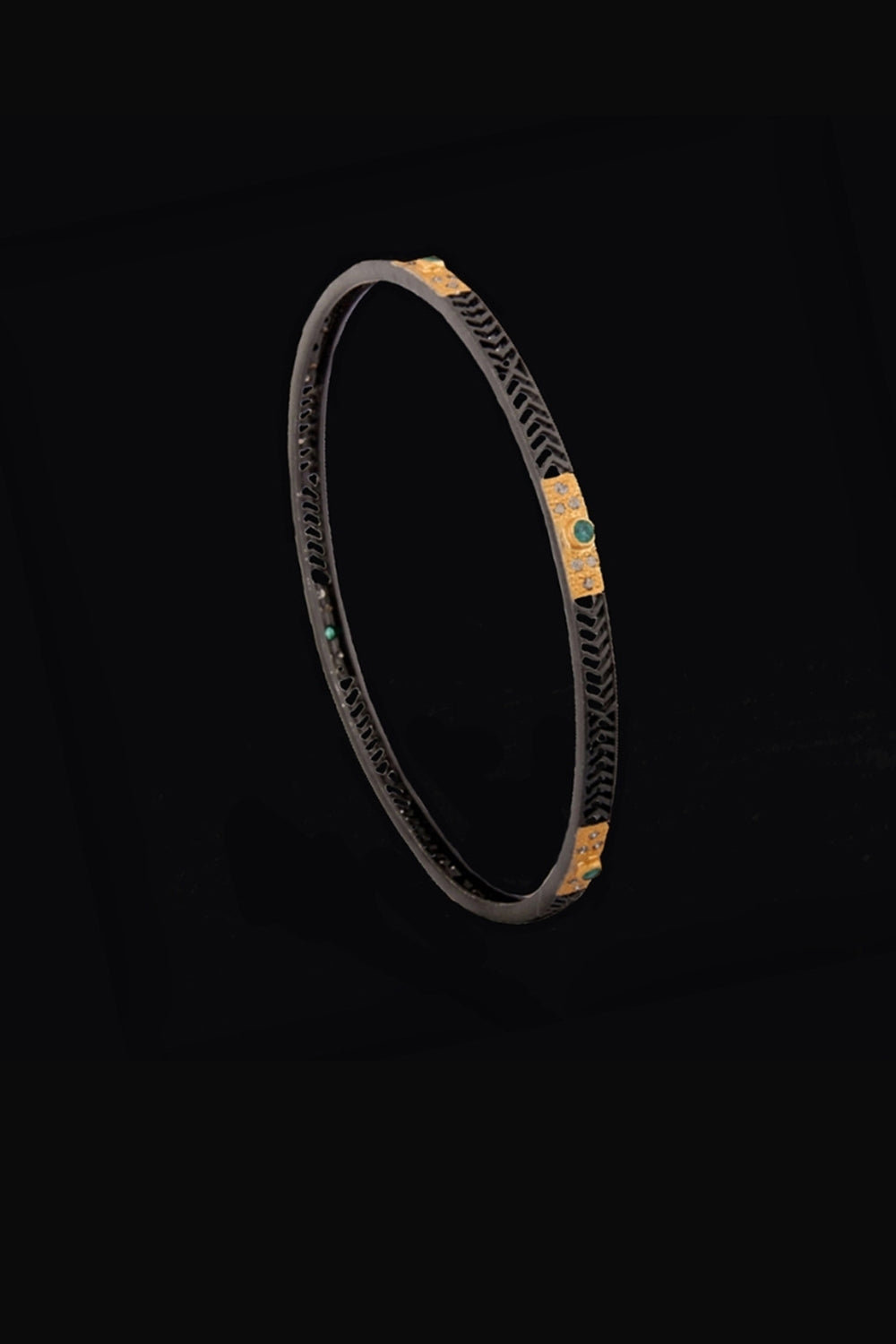 Emerald Bangle Bracelet Gold Vermeil | Sivalya