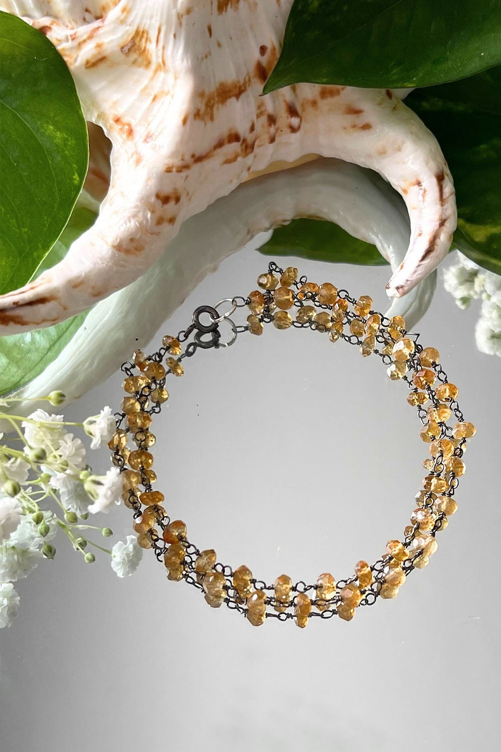 Sivalya Citrine Beaded Link Chain Bracelet