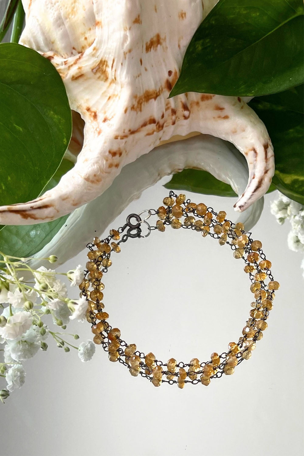 Sivalya Citrine Beaded Link Chain Bracelet