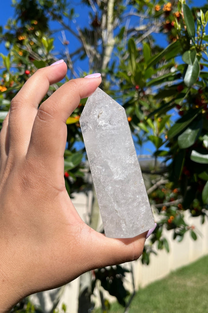 Clear Quartz Point Tower Polished Visible Phantoms