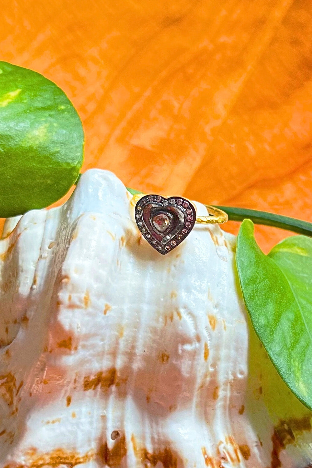 Radiant Glow Heart Ring with Diamonds in Two Tone Gold | Sivalya