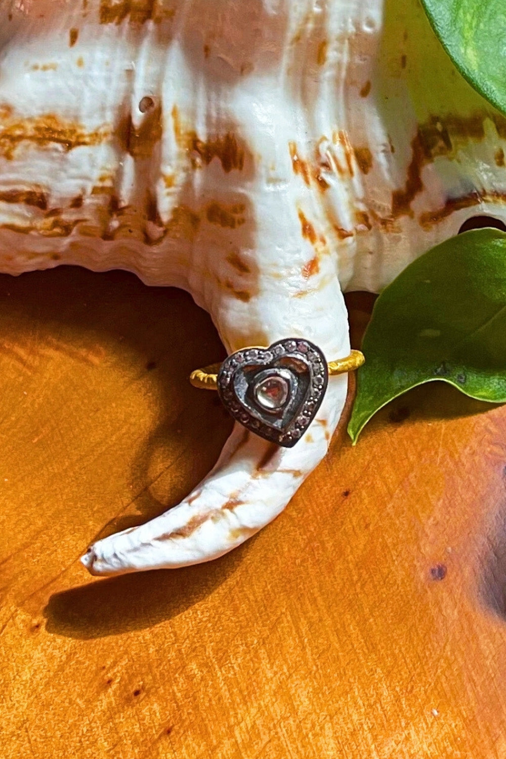 Radiant Glow Heart Ring with Diamonds in Two Tone Gold | Sivalya