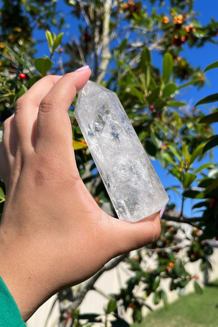 Clear Quartz Crystal Point Generator Polished Phantom Inclusions