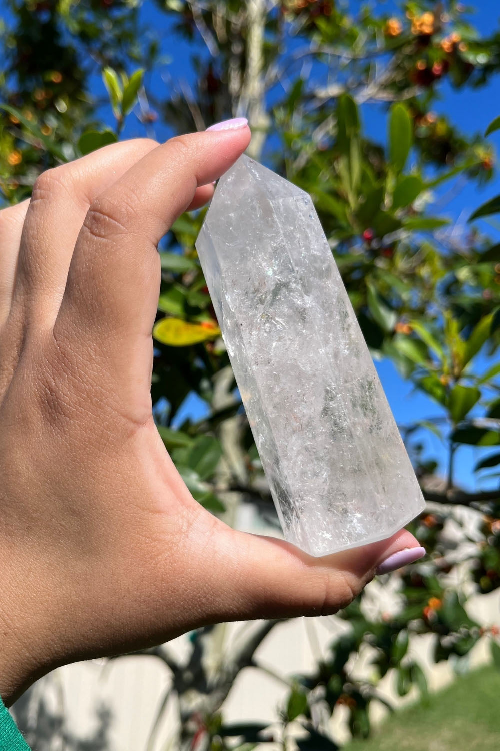 Clear Quartz Crystal Point Generator Polished Phantom Inclusions