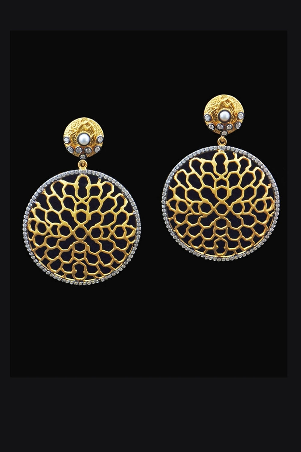 Filigree Gold Hoop Earrings with Polki Diamonds | Sivalya