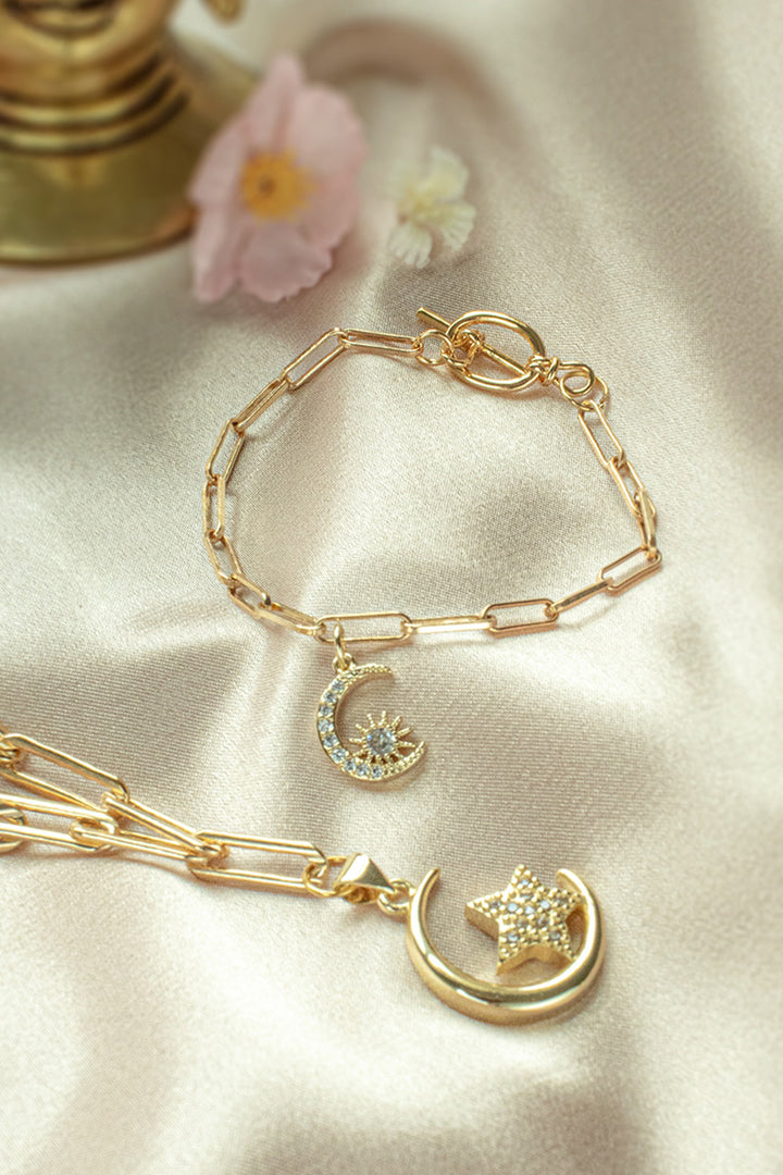 Sivalya Crescent Moon and Star Amulet Necklace