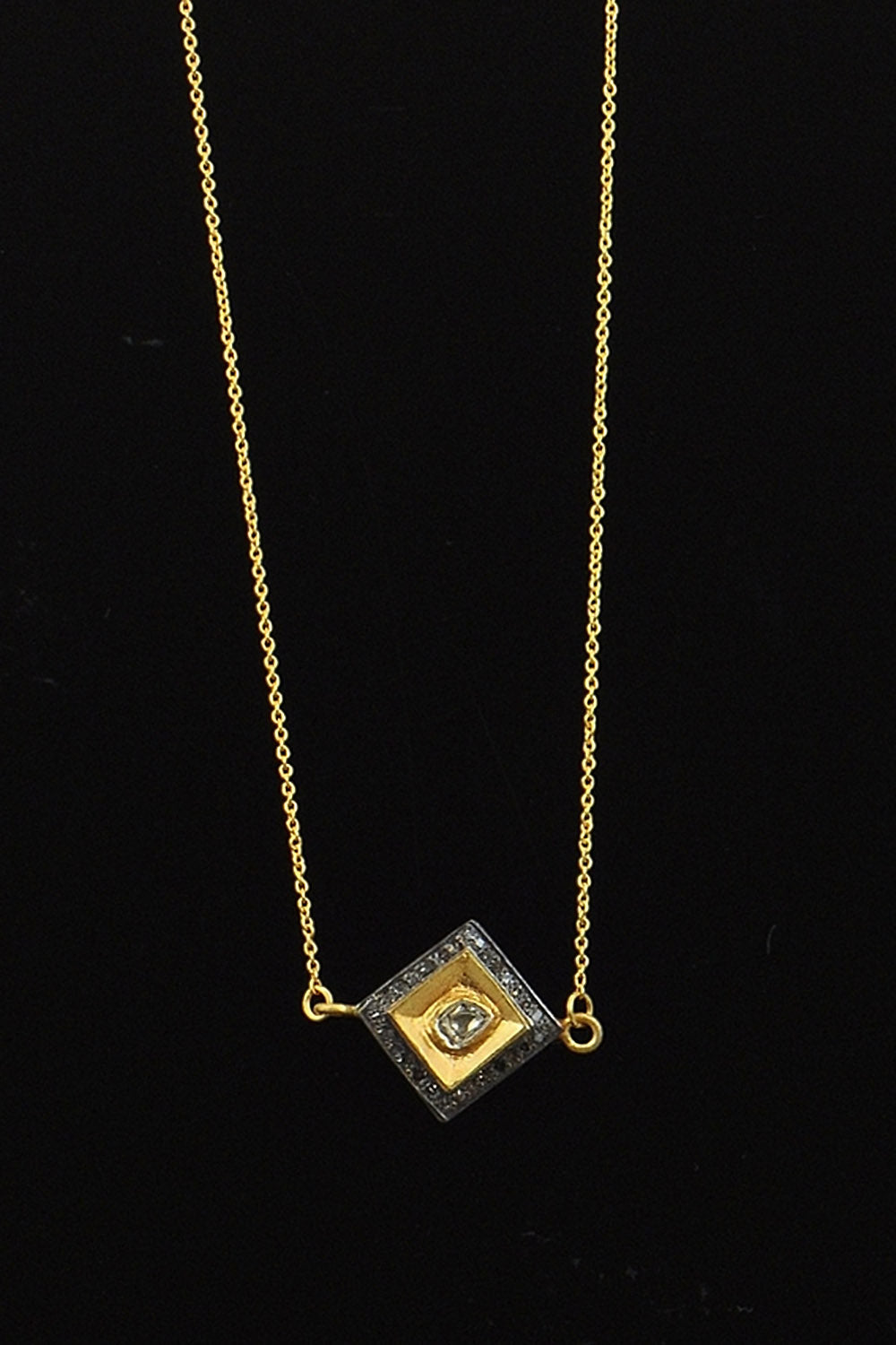 Radiant Glow Diagonal Gold Pendant Necklace with Diamonds | Sivalya