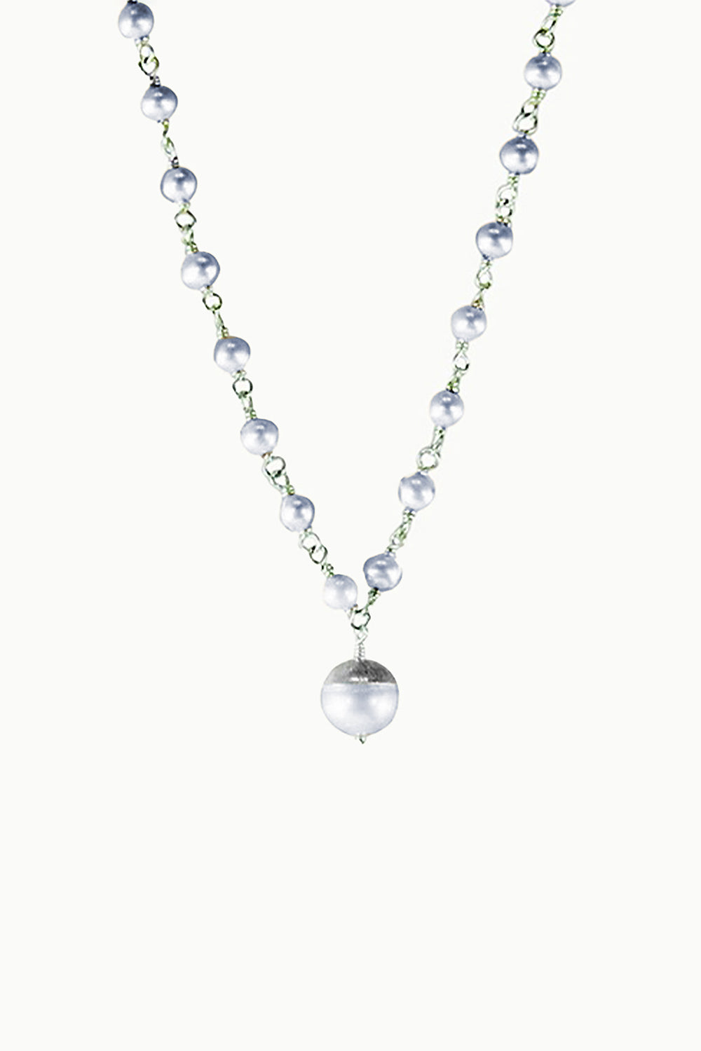 Sivalya Dainty Pearl Drop Necklace Sterling Silver - Dove