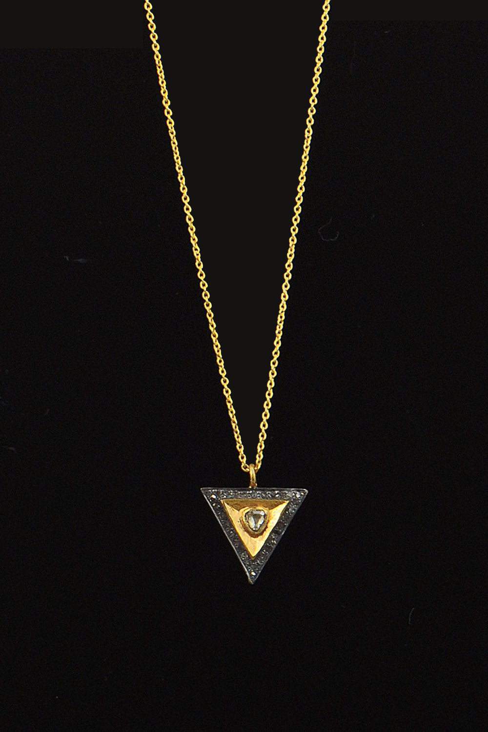 Radiant Glow Delta Gold Pendant Necklace with Diamonds | Sivalya