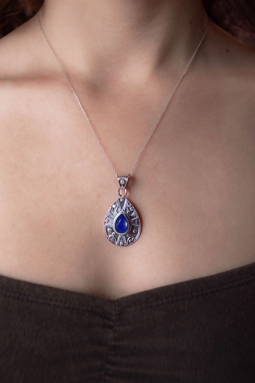 Sivalya Lapis Lazuli Silver Necklace - Desert Muse