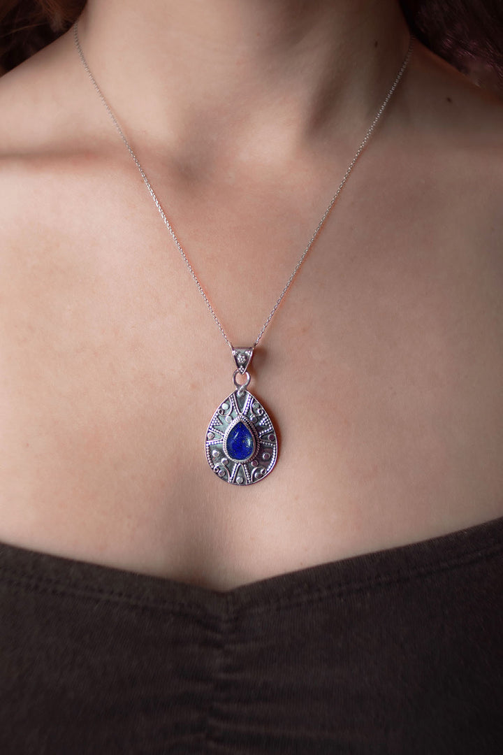 Sivalya Lapis Lazuli Silver Necklace - Desert Muse