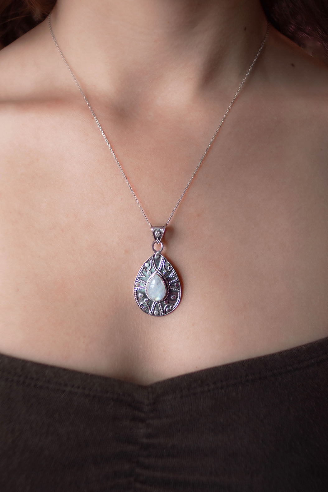 Sivalya Moonstone Silver Necklace - Desert Muse