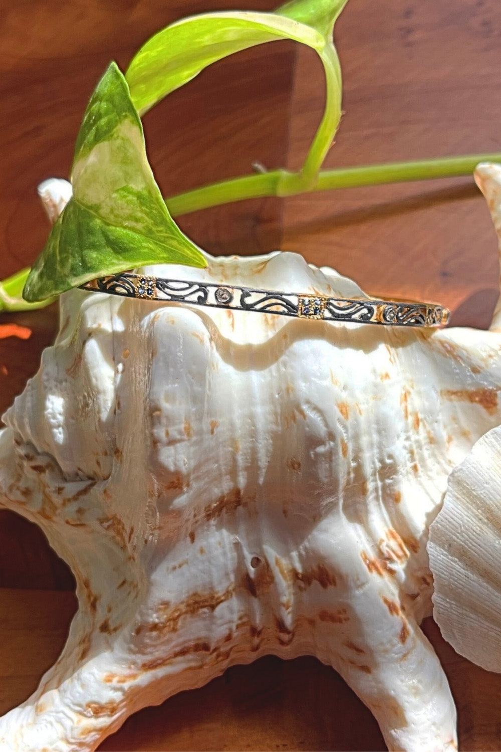 Diamond Bangle Bracelet Two Tone Gold Vermeil | Sivalya