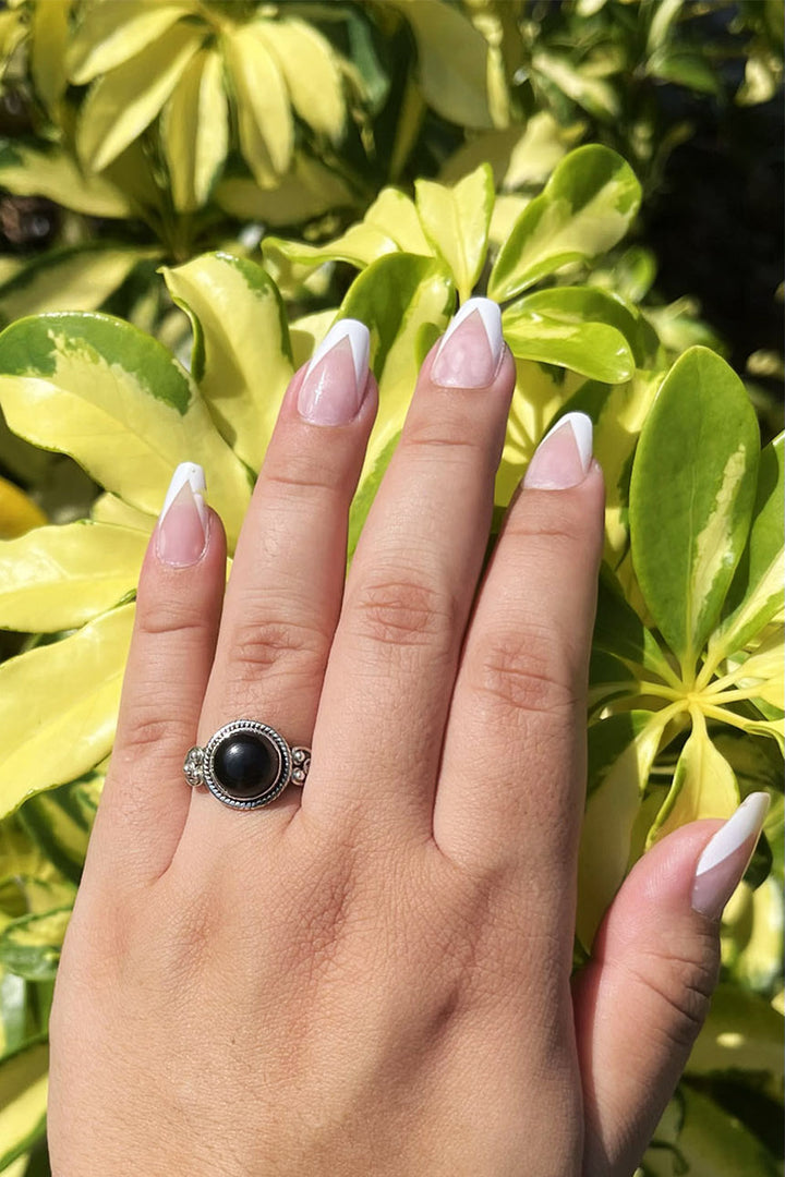 Sivalya Black Onyx Sterling Silver Ring - Divya
