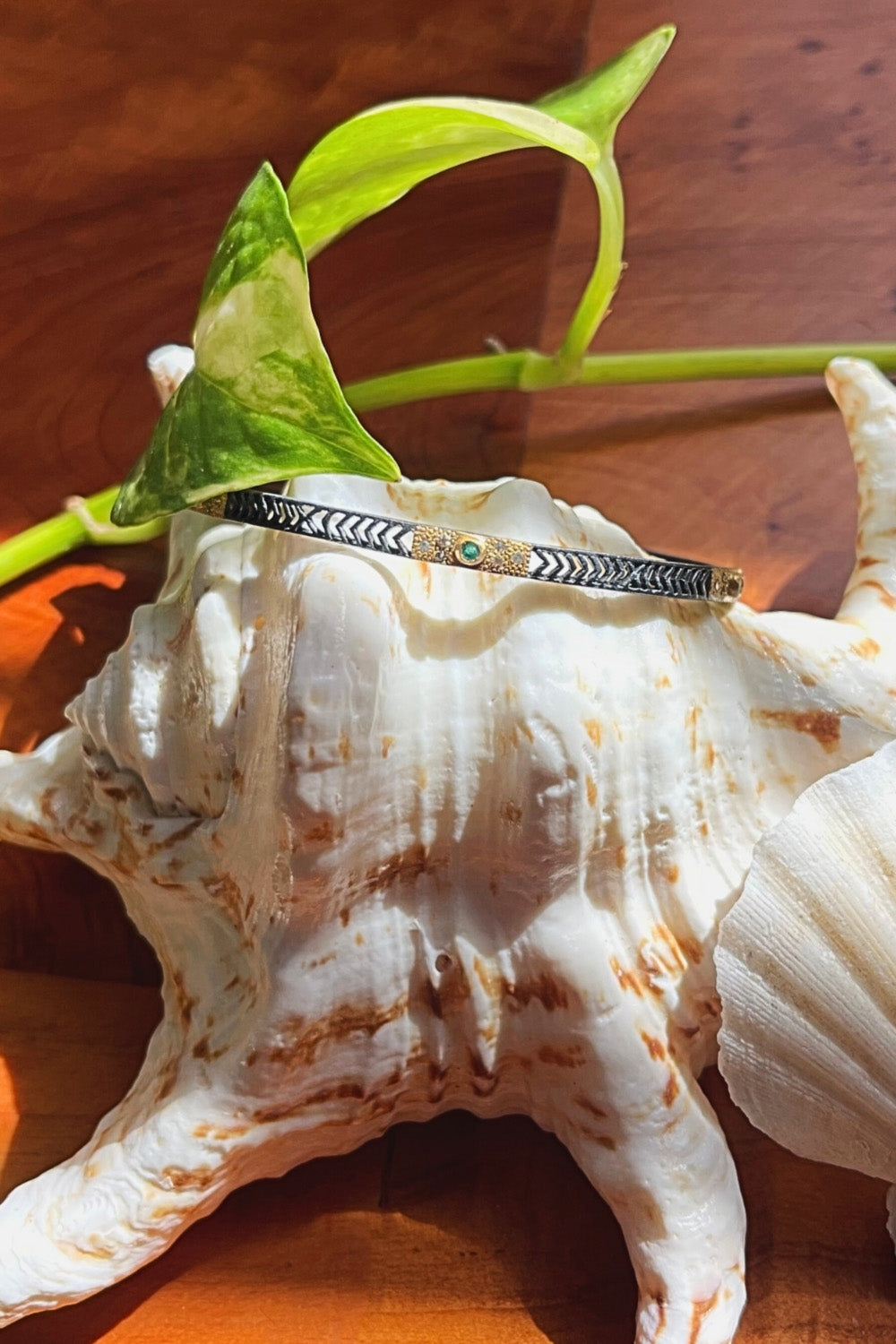 Emerald Bangle Bracelet Gold Vermeil | Sivalya