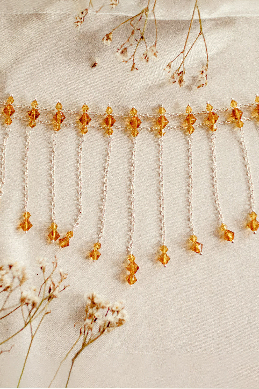 Sivalya Exquisite Golden Swarovski Crystals Cascading Choker Sterling Silver