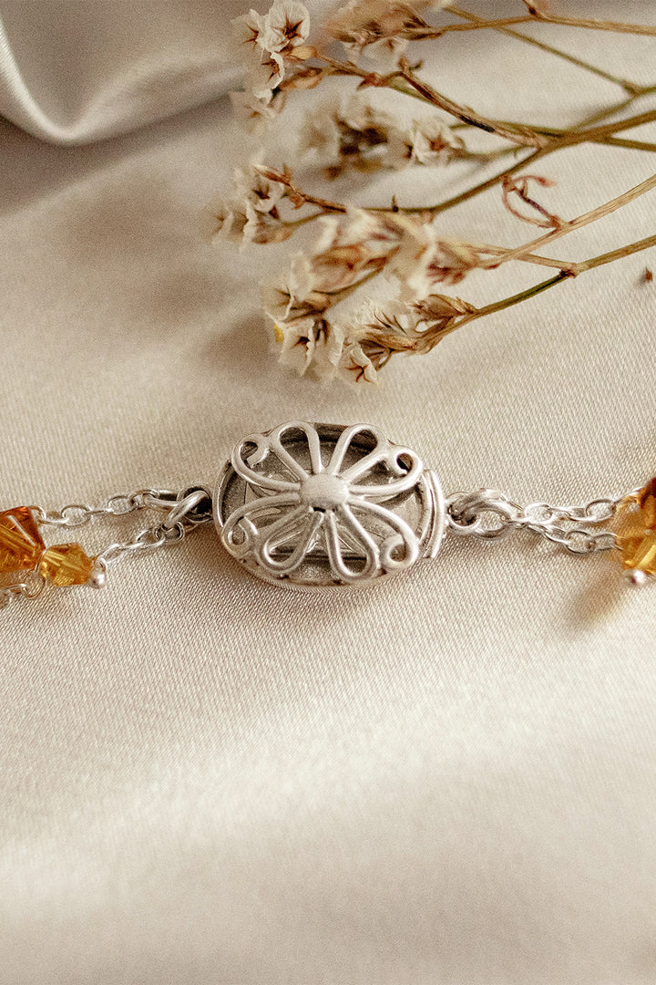 Sivalya Exquisite Golden Swarovski Crystals Cascading Choker Sterling Silver