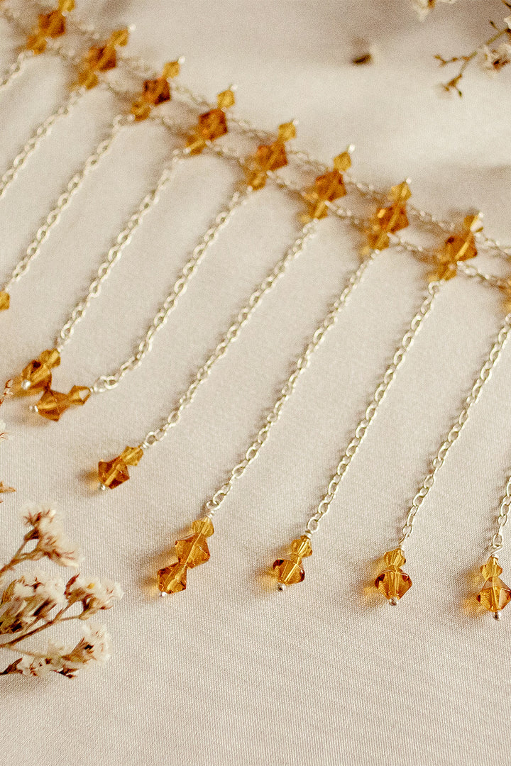 Sivalya Exquisite Golden Swarovski Crystals Cascading Choker Sterling Silver