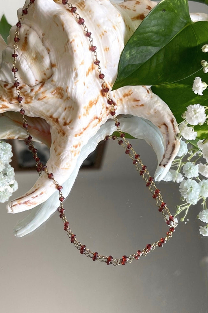 Sivalya Garnet Beaded Link Chain Necklace