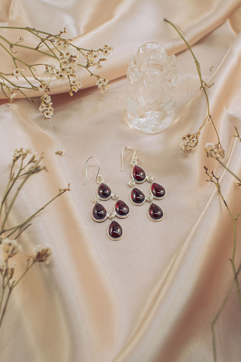 Sivalya Garnet Dangle Earrings - Dew Drops