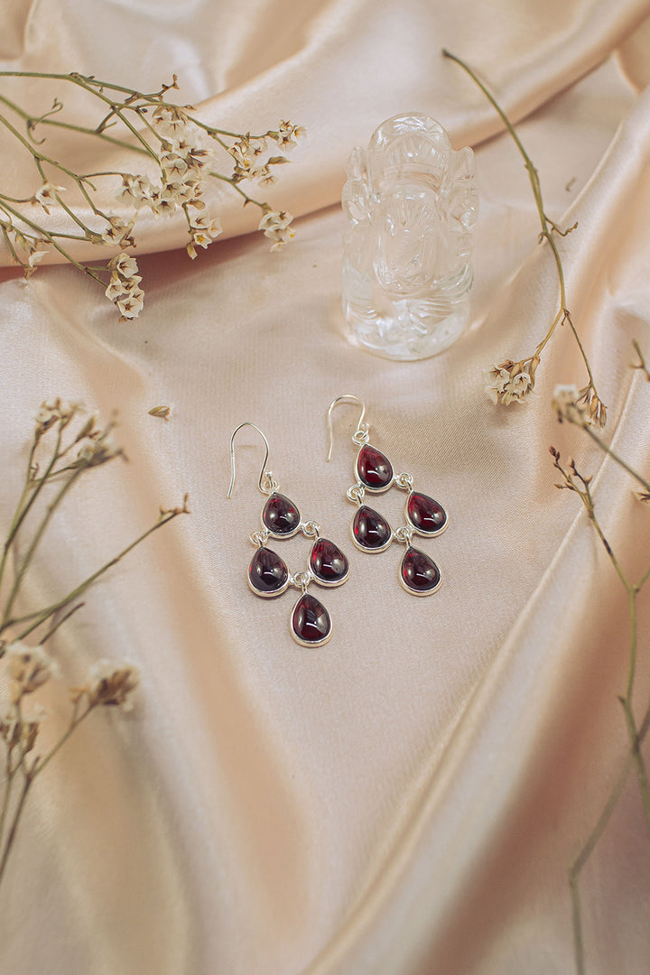 Sivalya Garnet Dangle Earrings - Dew Drops