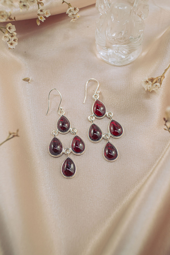Sivalya Garnet Dangle Earrings - Dew Drops